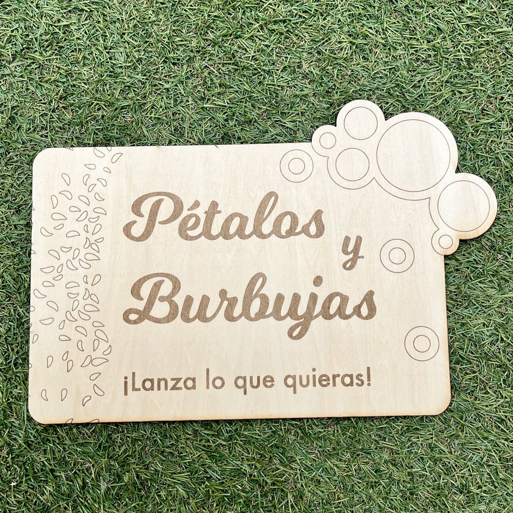 Cartel pétalos y burbujas