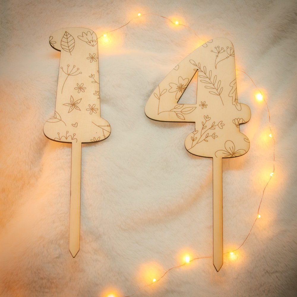 Topper tarta número flores