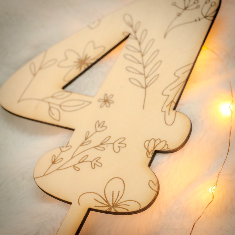 Topper tarta número flores